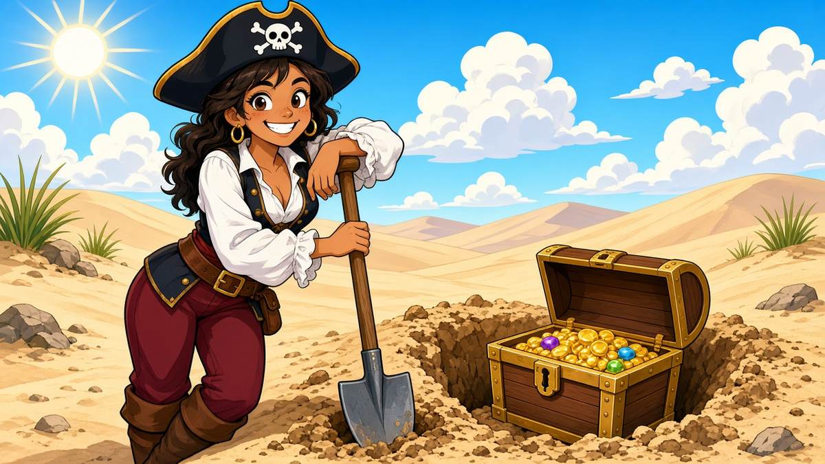 Comic illustration: Is Digging for Pirate Gold Really the Best Beach Workout